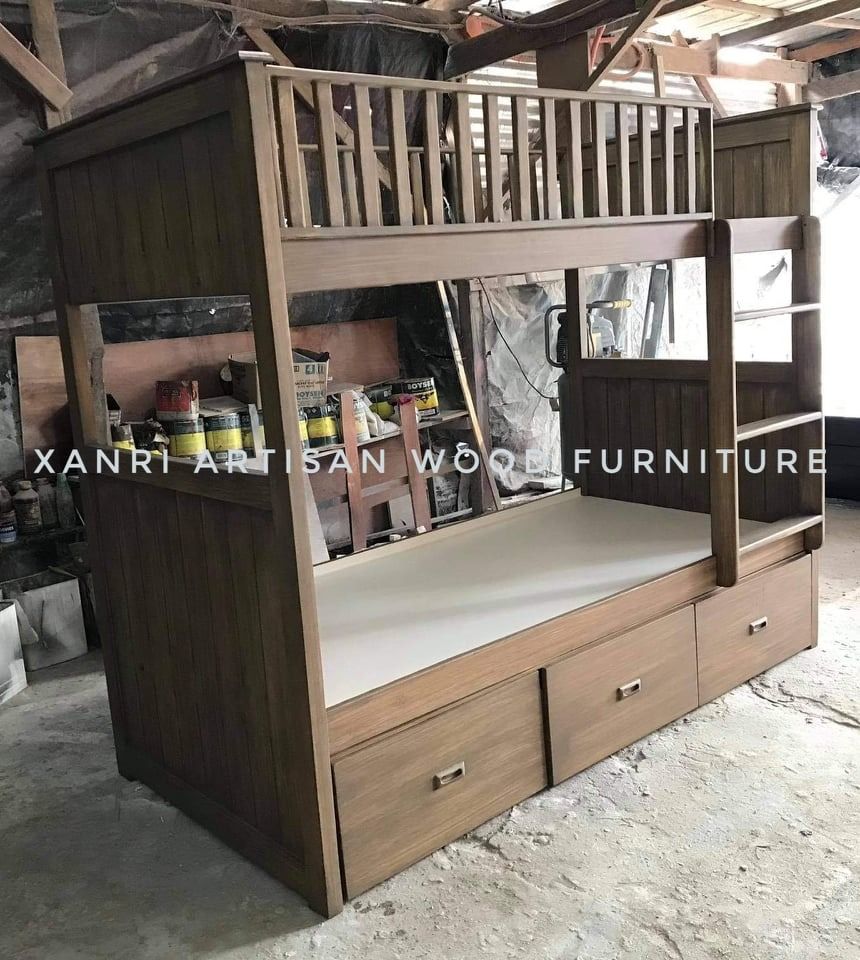 Double Deck Bed with Drawers, Furniture & Home Living, Furniture, Bed ...
