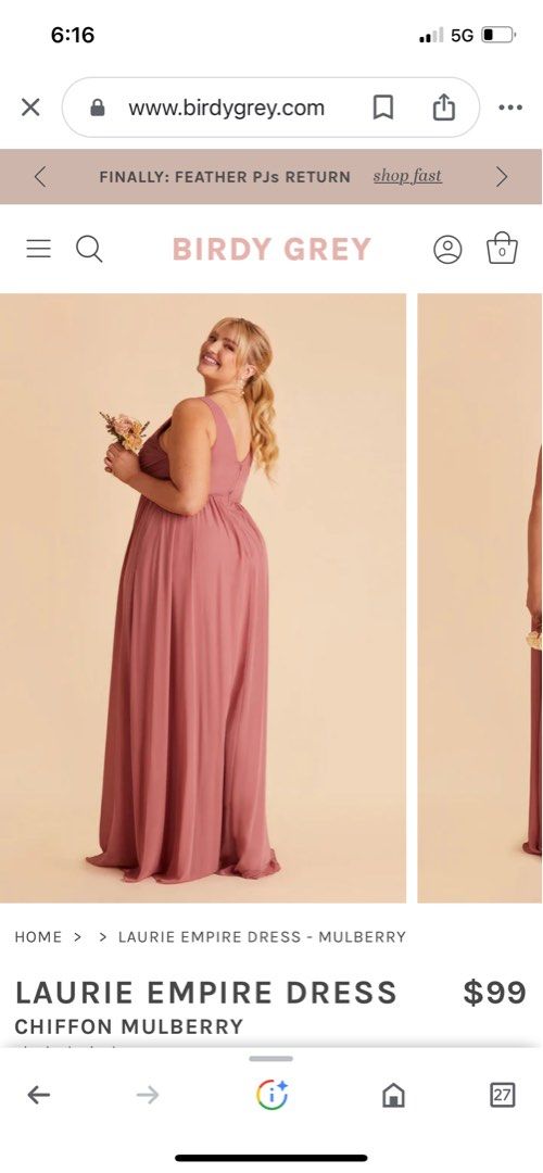 Laurie Apricot Empire Bridesmaid Dress