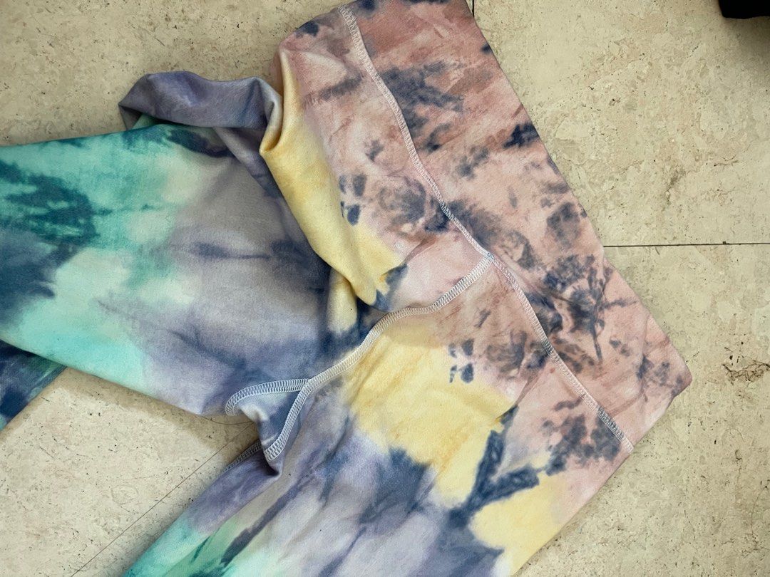 Eddie Bauer XS Tie Dye Pastel Colored Leggings Pink Baby Blue