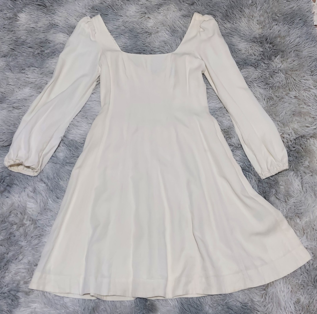 Elegant square Neck Puff long Sleeve Dress Women s Fashion