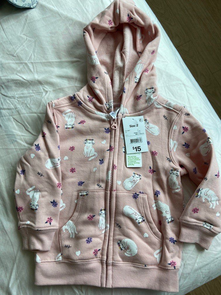 Size 2 Fleece lined pink jacket with cat