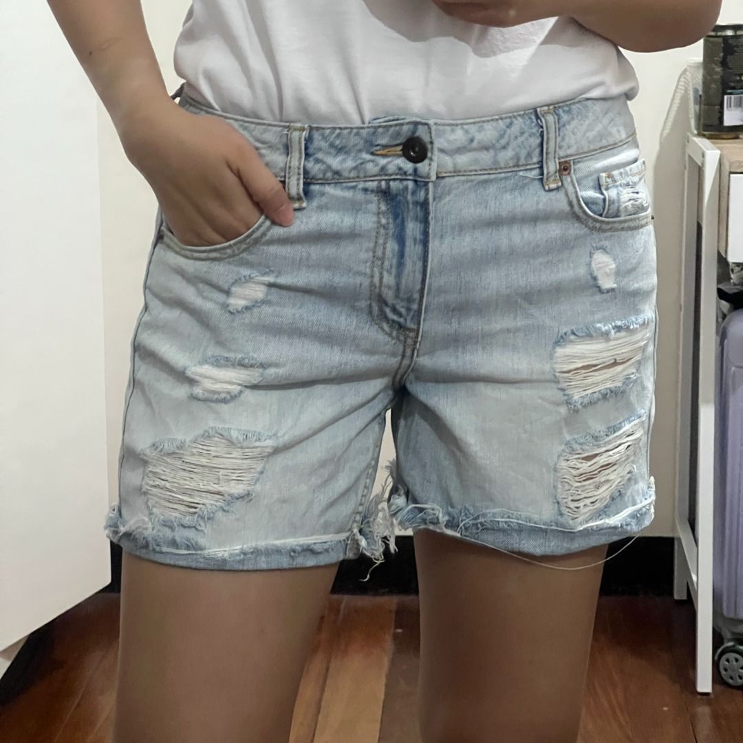 Short En Denim Forever 21 Femme - Taille 25, Couleur Kaki/or, Montant Haut, Neuf Avec étiquettes