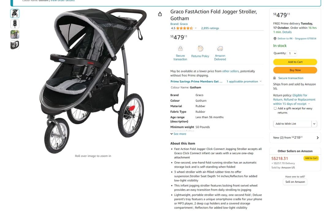 Graco fastaction outlet fold jogger gotham