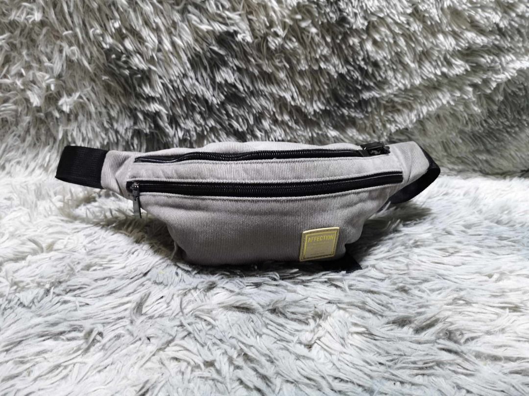 Gray Zipper Canvas Waist Bag Men s Fashion Bags Belt bags Clutches and Pouches on Carousell