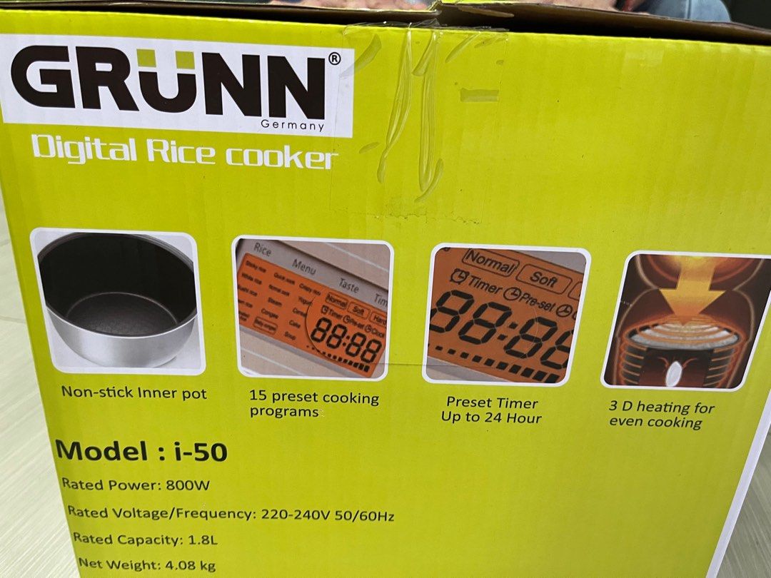 grunn digital rice cooker brand new, TV & Home Appliances, Kitchen