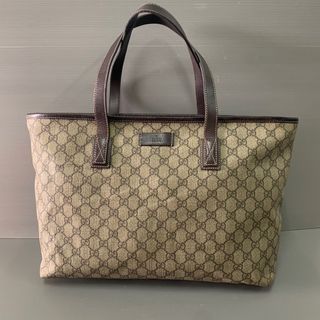 Handbags Gucci Gucci Cabas Handbag Leather Embossed Monogram Guccissima 211137 Hand Bag