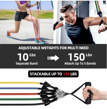 Gym 11pcs Set Home elastic band exercise Resistance Bands Gym workout equipment Tali fitness equipment resistant band