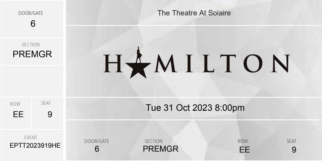 Hamilton tickets for sale Hamilton Manila OCT 31 8pm show 2