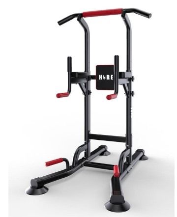 Hare Fitness Commercial Grade Adjustable Pull Up Bar Dip Power Tower Pull Up Station Dip Bar