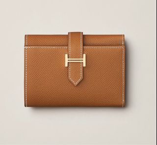 Hermes Bearn Soufflet Etain Epsom leather Rose gold hardware