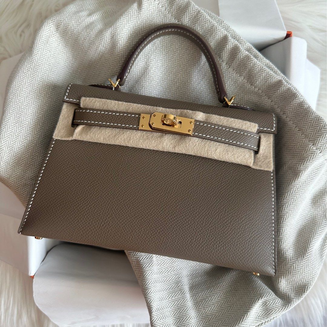 BNIB Hermes Mini Kelly Etoupe GHW, Luxury, Bags & Wallets on Carousell