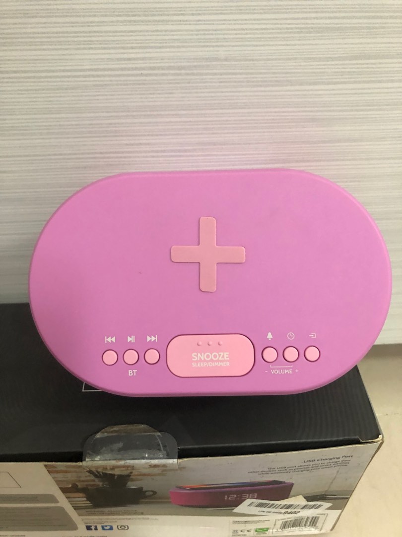 ibox Dawn Bedside Alarm clock with wireless charging USB input FM