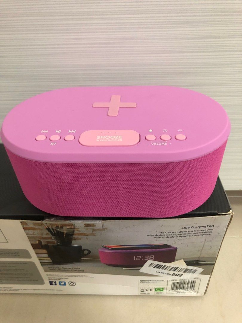 ibox Dawn Bedside Alarm clock with wireless charging USB input FM