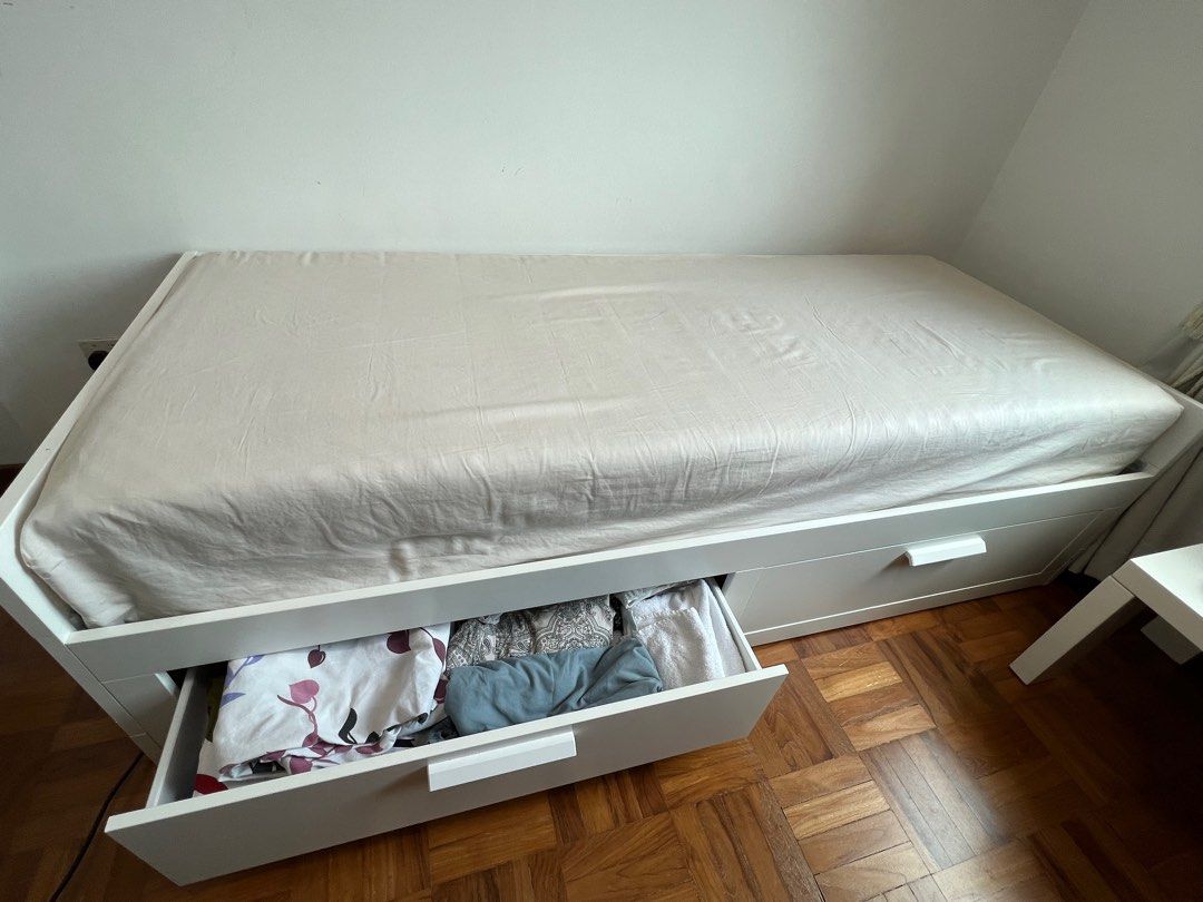 Ikea Sofa cum bed Daybed frame, 2 foam mattress and 2 drawers( selling in December), Furniture