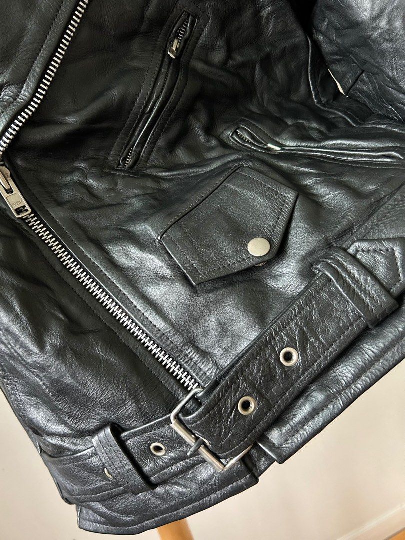Thick leather biker jacket hotsell