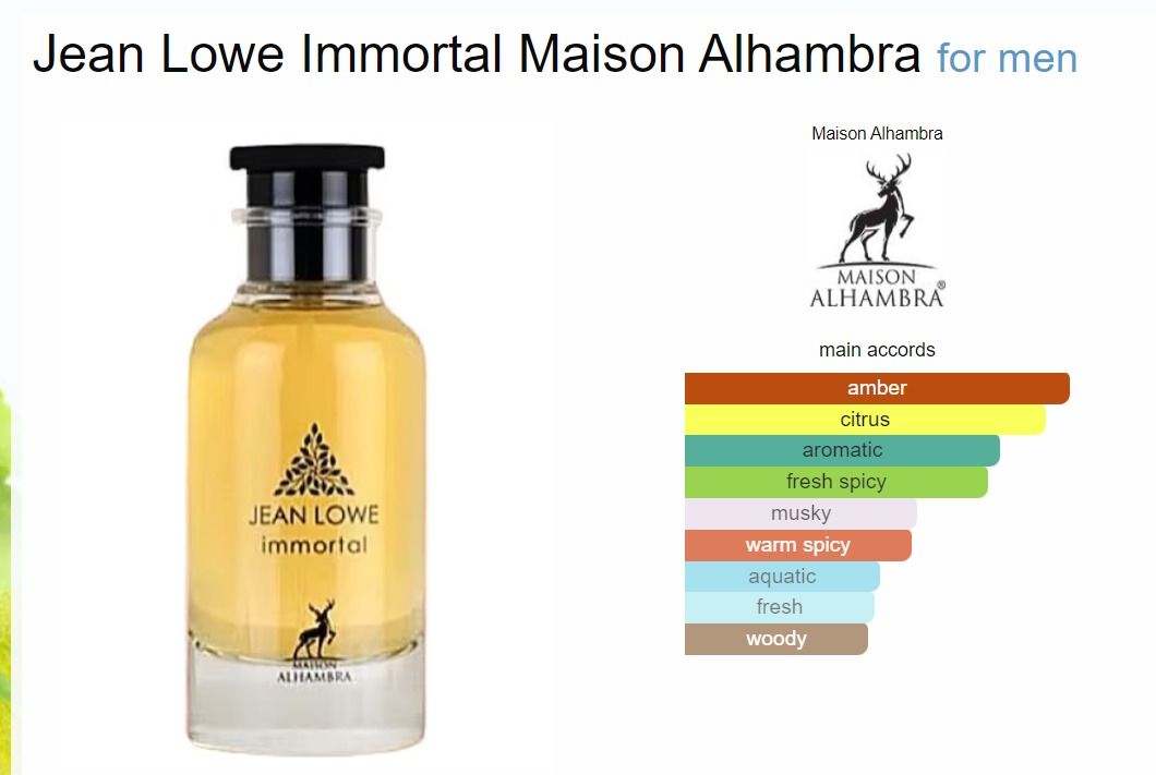 NOW AVAILABLE!!! Jean Lowe Immortal by Maison Alhambra is a Amber frag