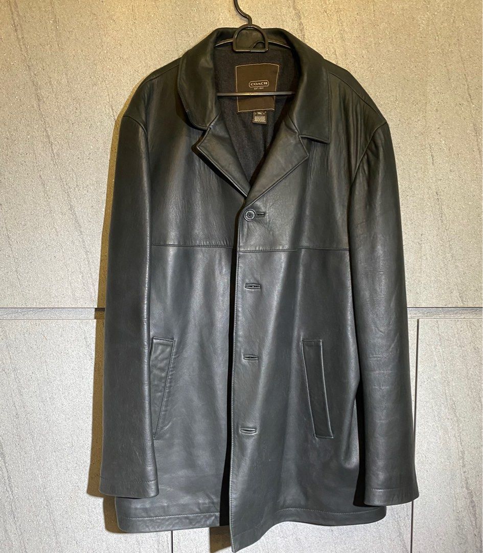 Mens coach leather jacket on sale
