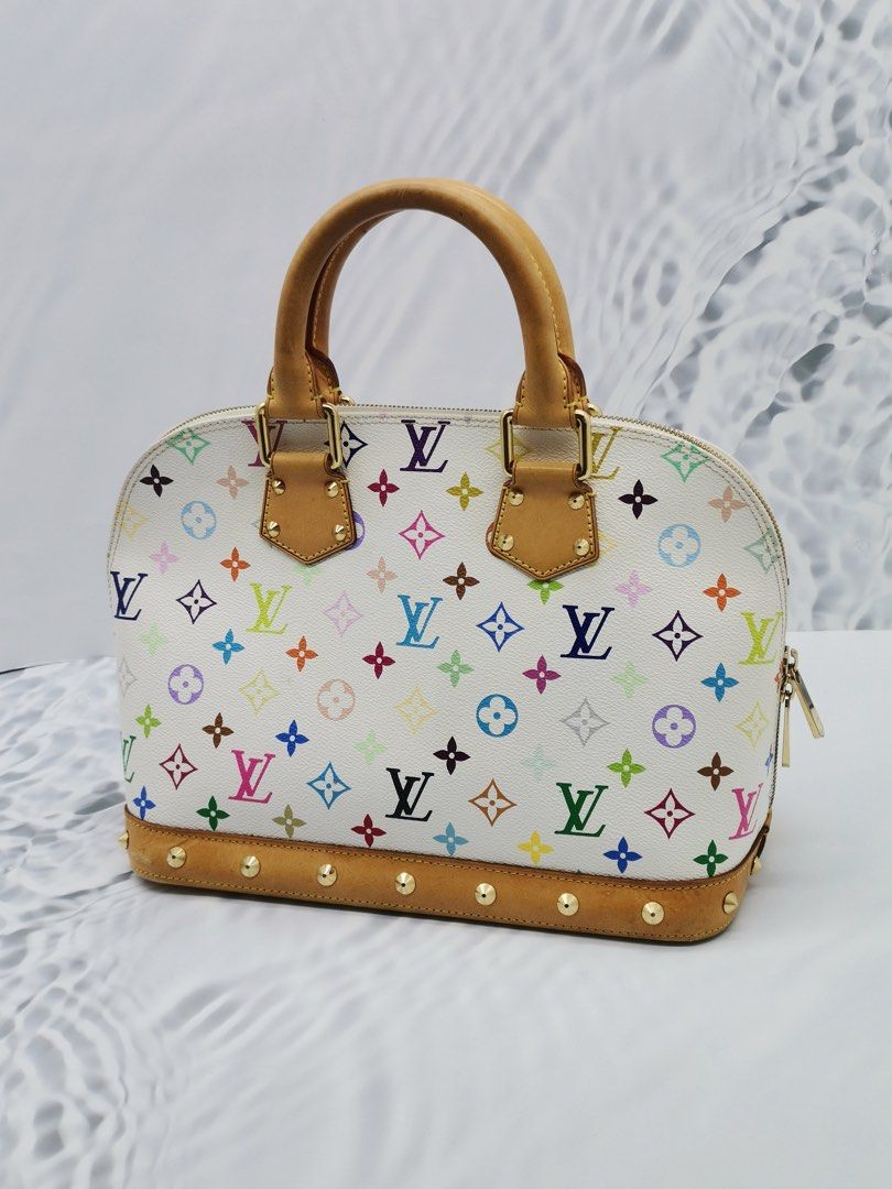 Vintage Louis Vuitton Monogram Multicolor White Alma PM Gold Hardware