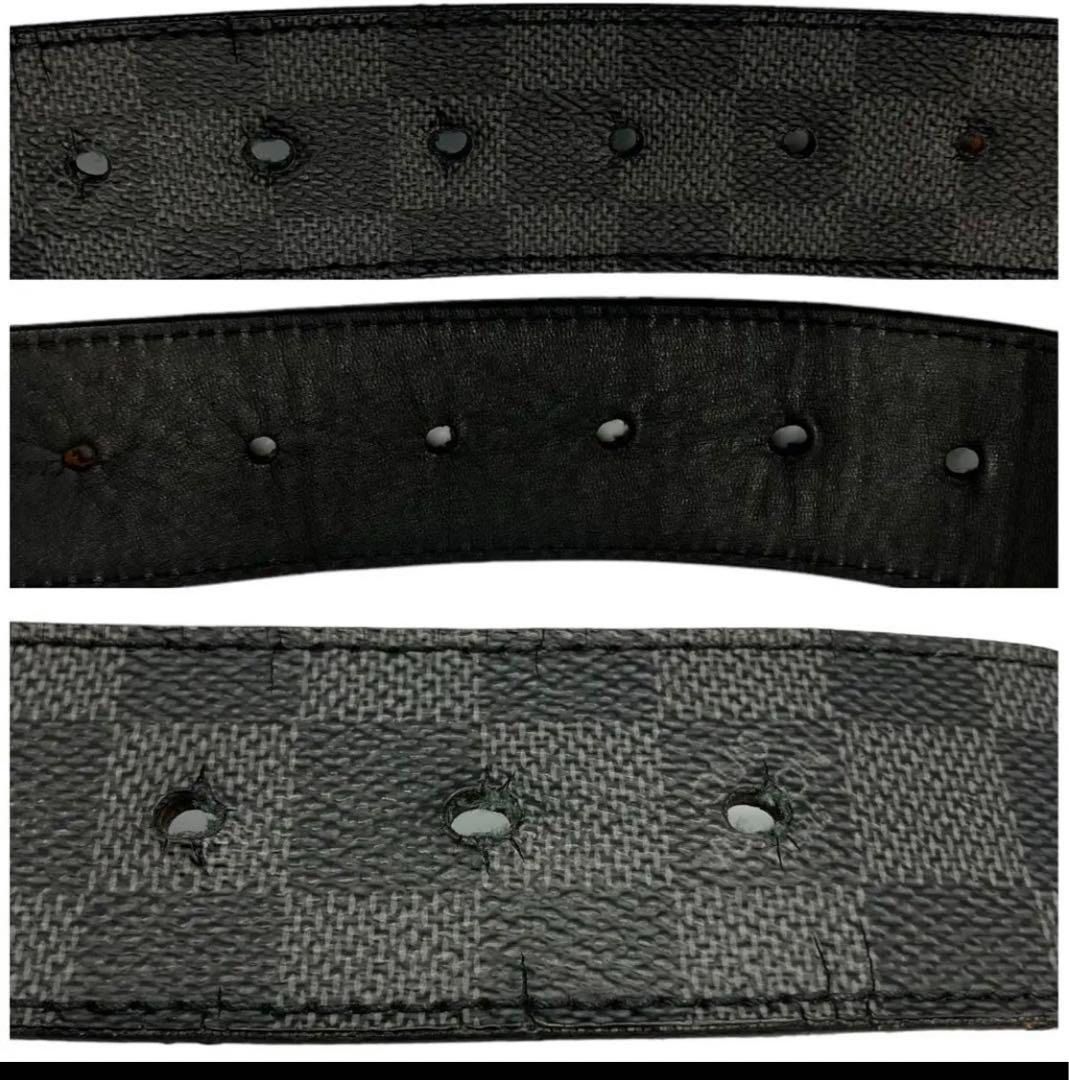 Authenticated Used LOUIS VUITTON Louis Vuitton Sunture LV Initial M9808  Damier Graphite Belt Men's Black Made in Spain 