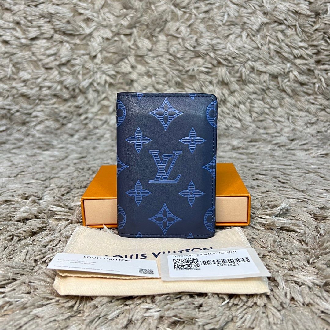 LOUIS VUITTON LOUIS VUITTON Pocket Organizer Case M80421 Monogram Shadow  leather Blue Used LV M80421