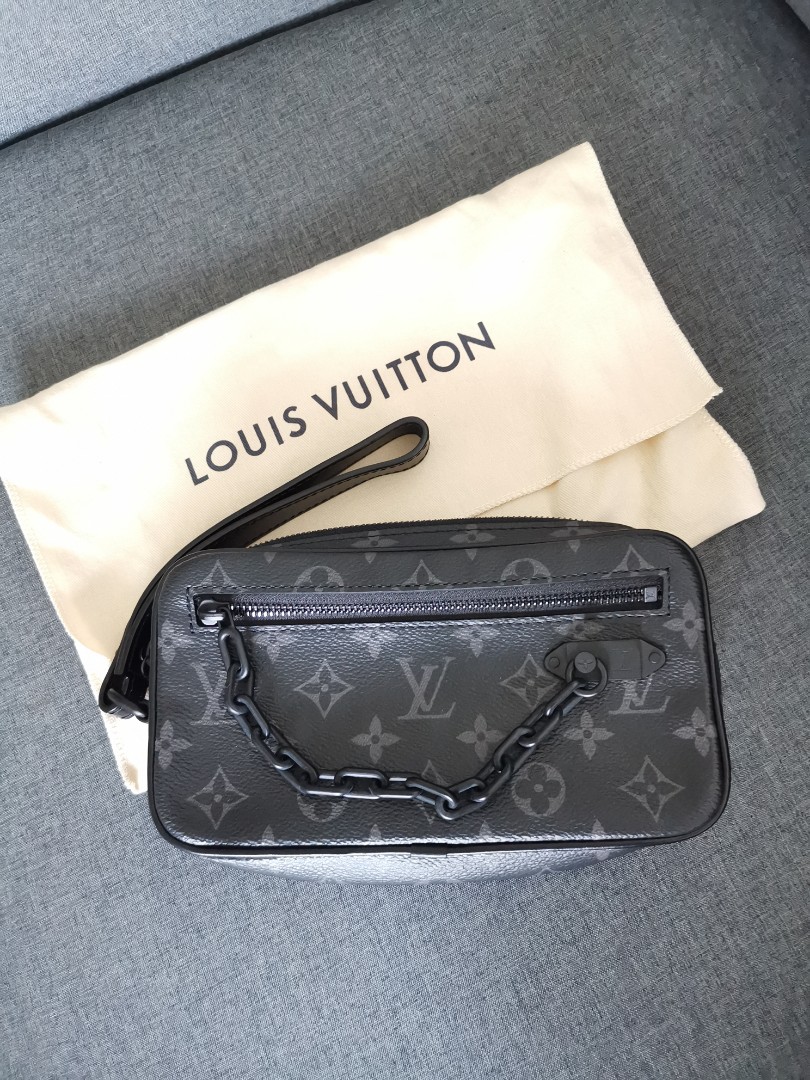LOUIS VUITTON Pochette Volga Monogram Eclipse, Luxury, Bags & Wallets on  Carousell