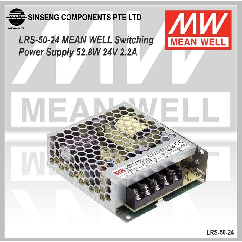 LRS-50-24 MEAN WELL Switching Power Supply 52.8W 24V 2.2A Meanwell63207315415043110