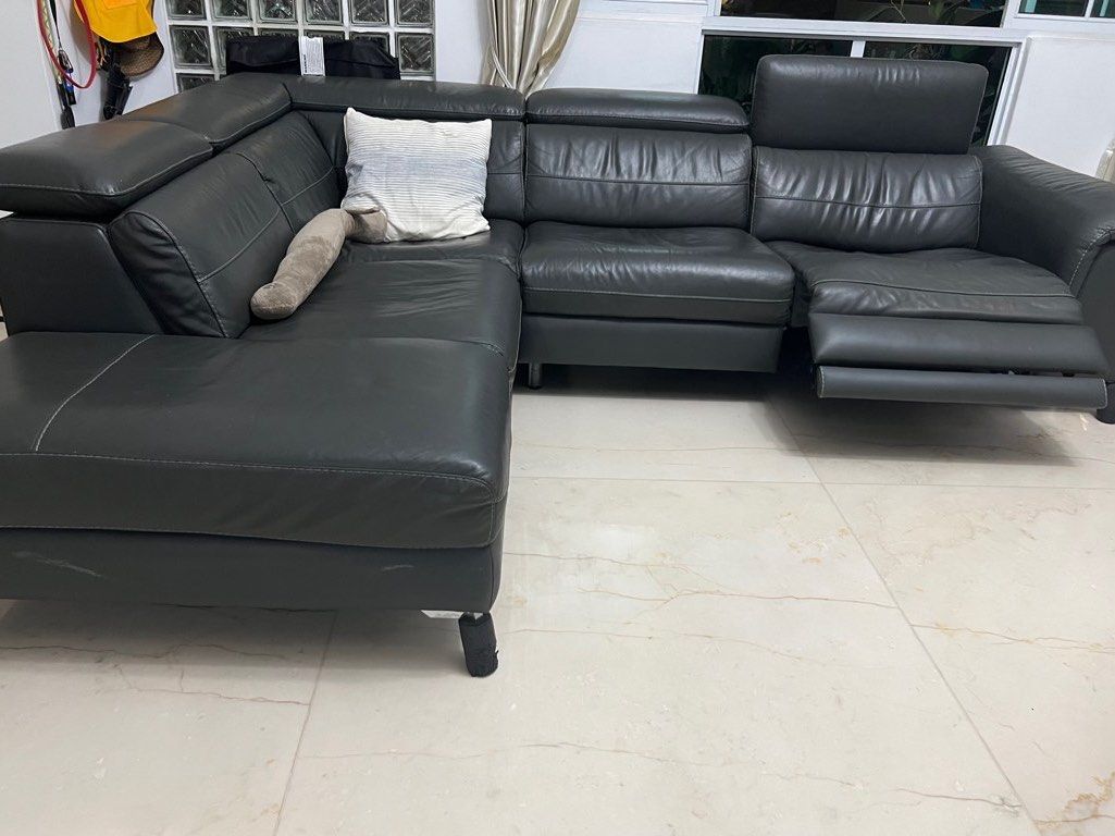 Lshape sofa with recliner, Furniture & Home Living, Furniture, Sofas