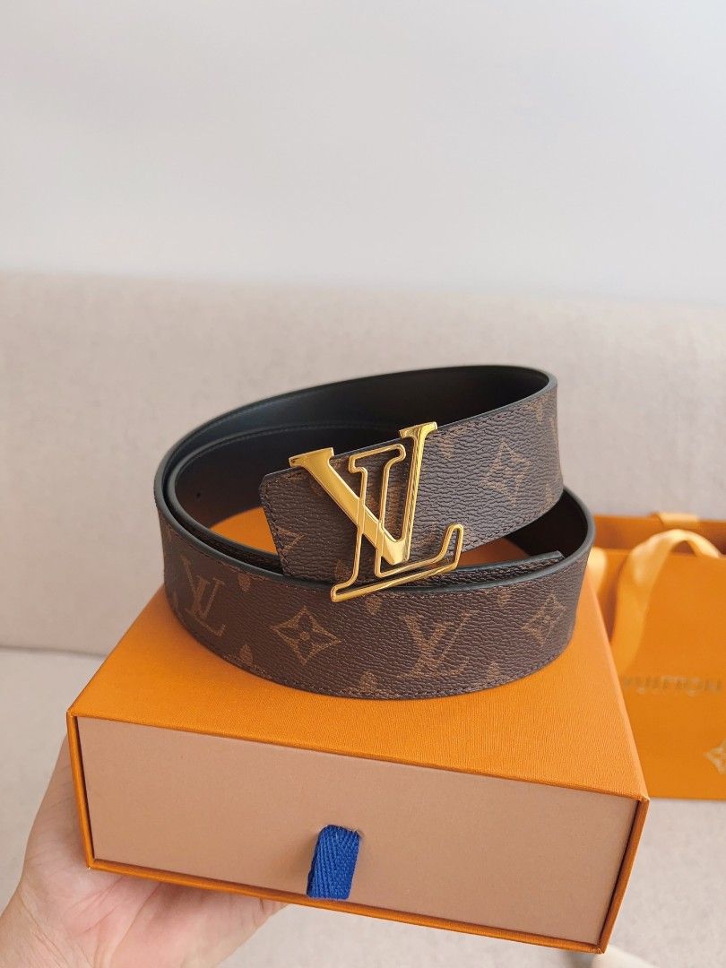 Louis Vuitton Sunset Initiales Monogram Eclipse Belt Black Buckle Size 90/36