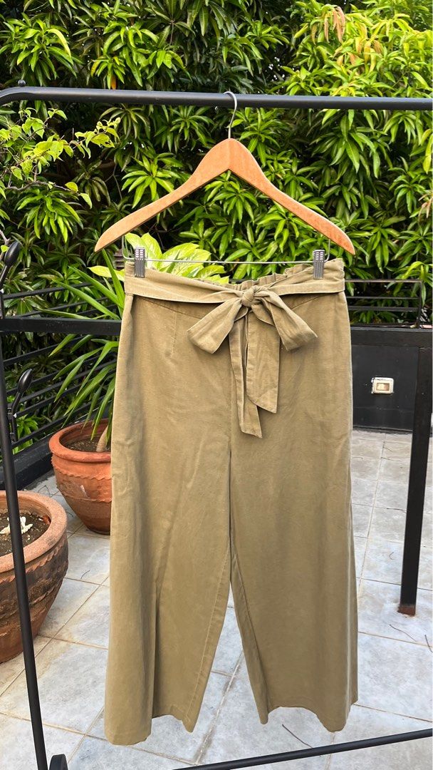 Green High Waist Wide Leg Trousers