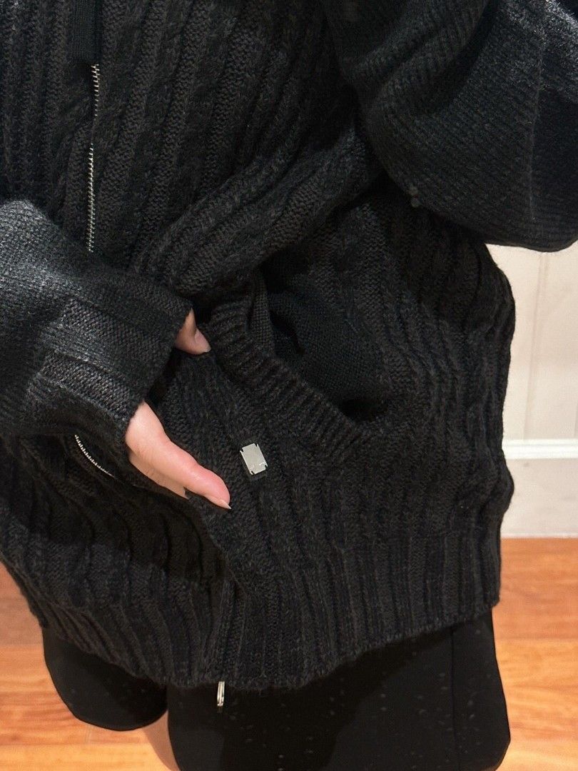 🇰🇷韓國代購🇰🇷Matin Kim Cable Knit Cardigan in black雙拉鏈外套