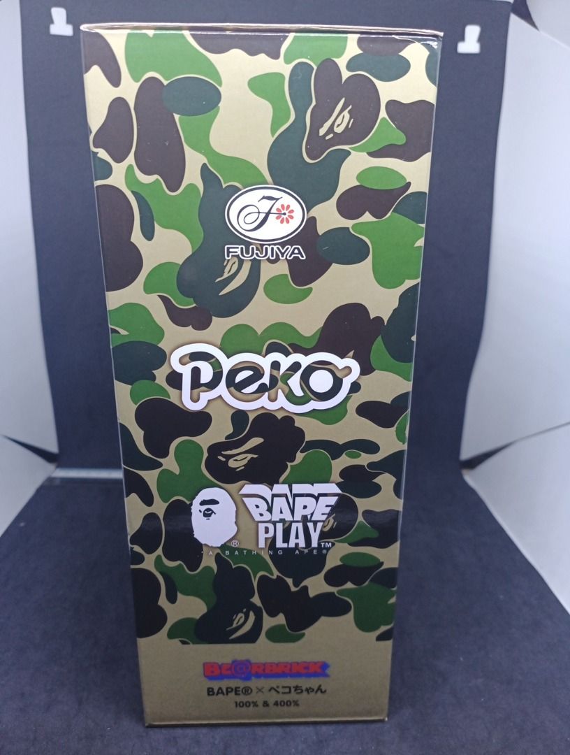 Medicom Toy Bearbrick x BAPE Peko-chan Fujiya 100% & 400% Set GREEN Camo Be@rbrick, Hobbies ...