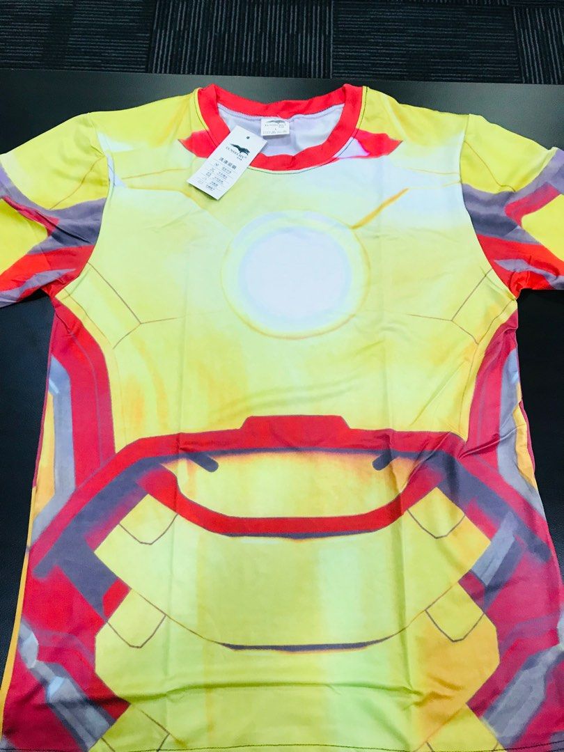 Men Quick Dry T-shirt Superhero Iron Man 3D Pattern Sports Gym