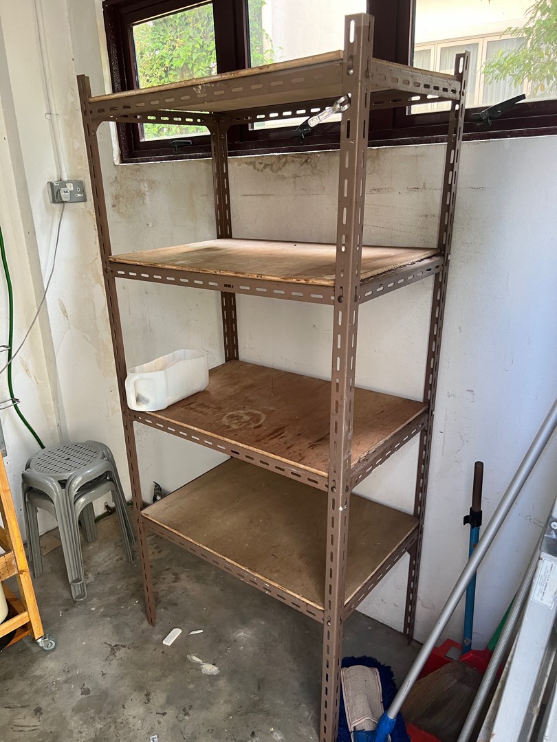 Metal shelving with ply shelving, Furniture & Home Living, Furniture