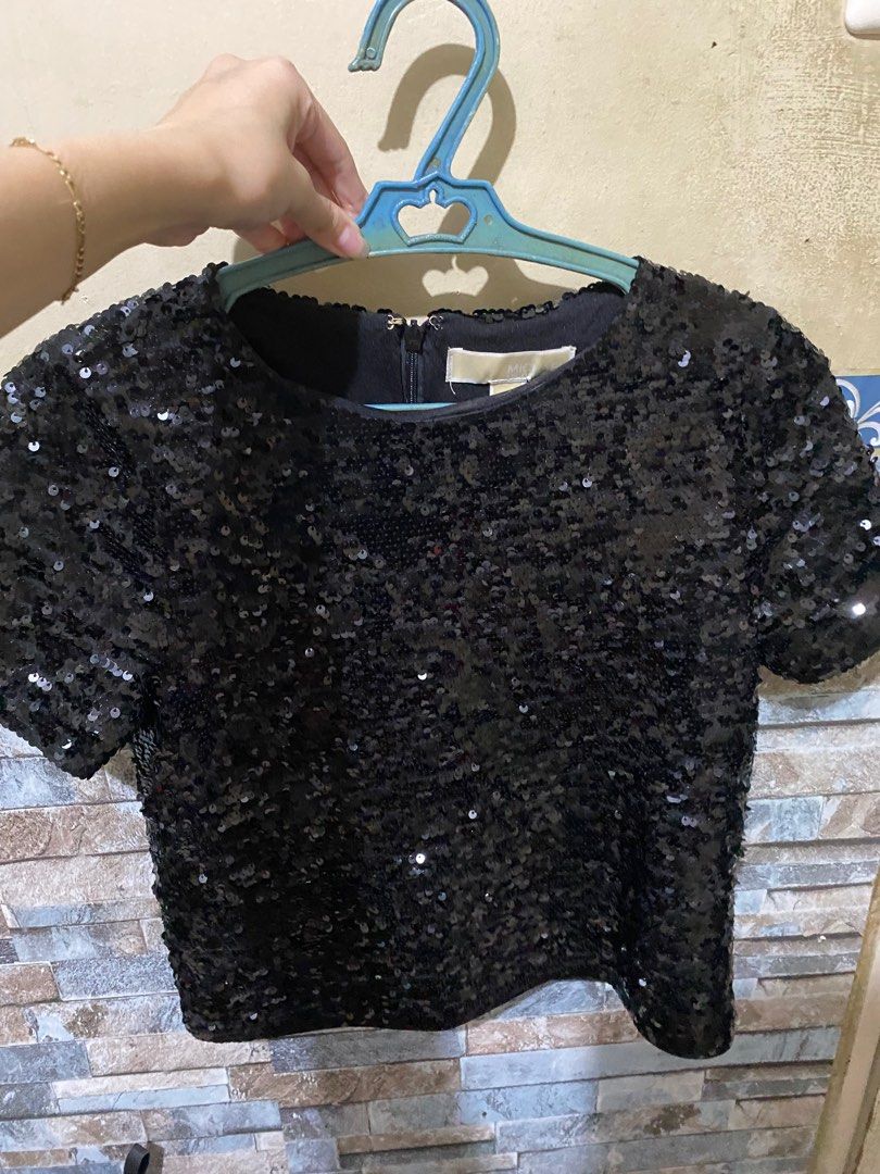 Michael kors black sequin top hotsell