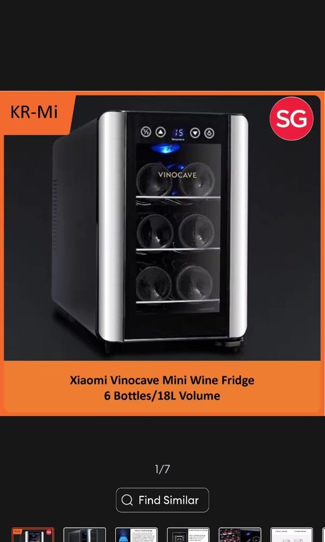 Mini 6 bottle wine chiller as pic shown, TV & Home Appliances, Kitchen