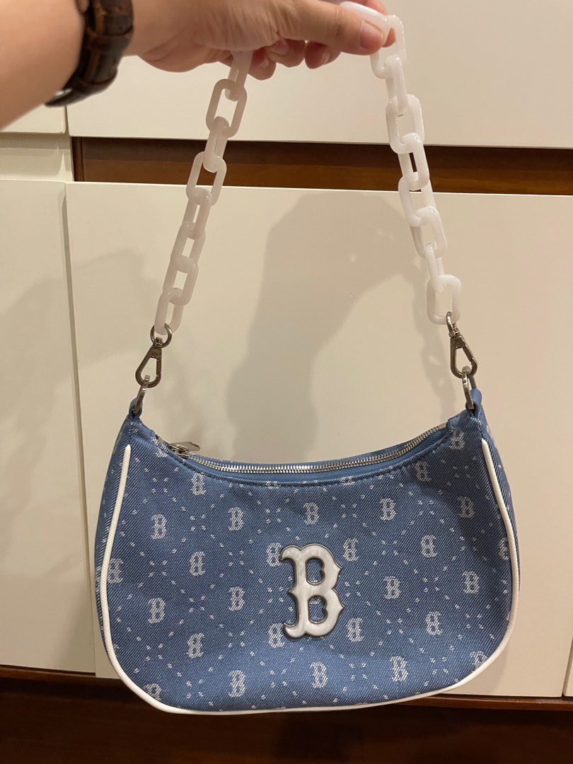 MLB Boston Red Sox Dia Monogram Jacquard Denim Strap Hobo Bag Blue