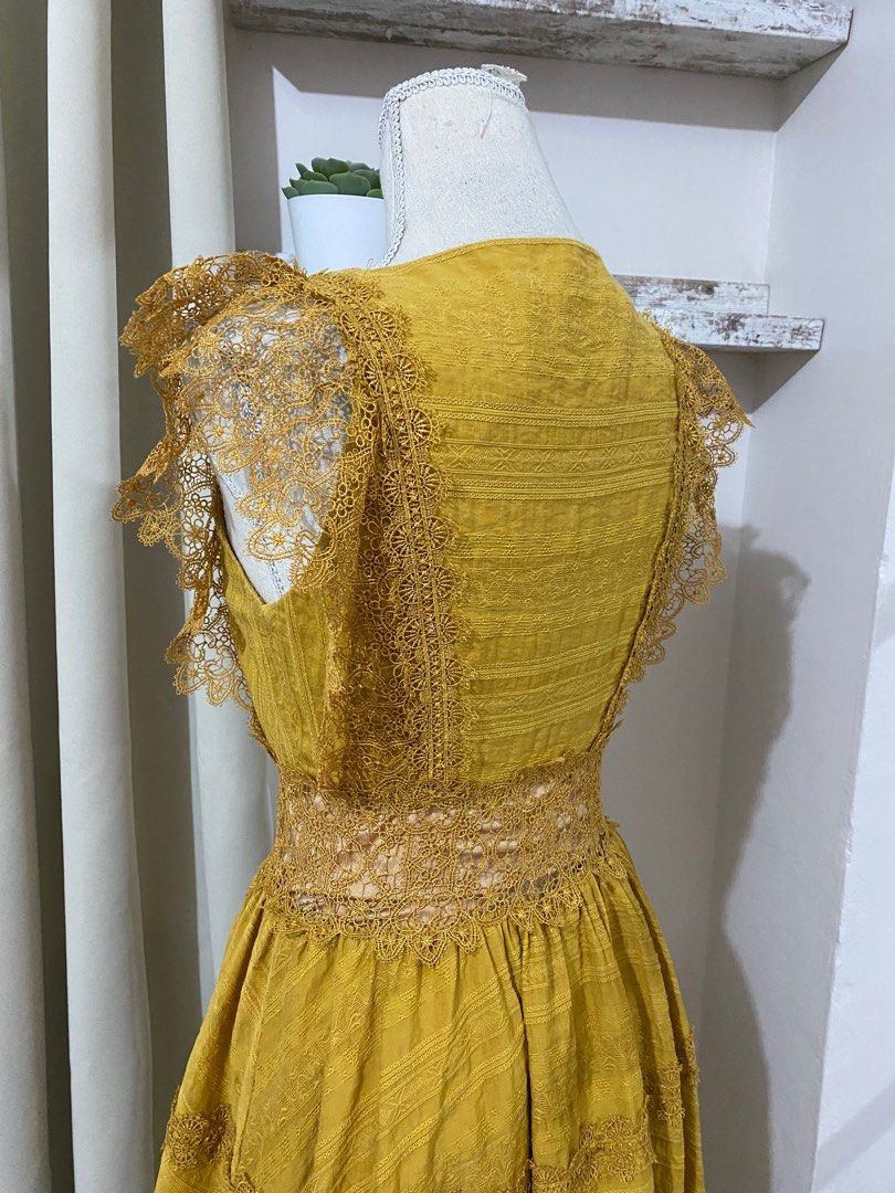 Self portrait outlet mustard dress
