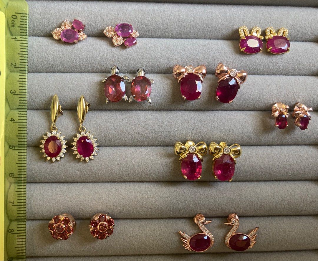 Gold stud earrings new arrivals with ruby stone