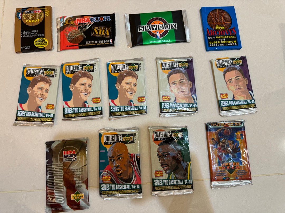 NBA Trading Cards from the 90s (13 sealed packs), Hobbies & Toys