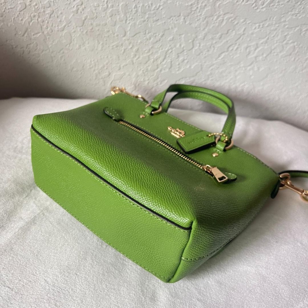 Coach C9948 Mini Gallery Top Zip Crossbody Bag in Neon Green Crossgrain  Leather - Women's Bag with Detachable Strap