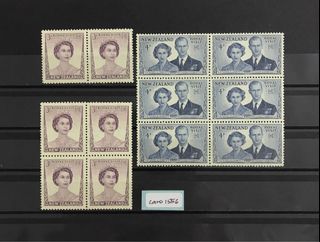 New Zealand 1953 Royal Visit mint stamps, British Commonwealth block of 4, block of 6 and 1 pair, total 6 sets (include stockcard)