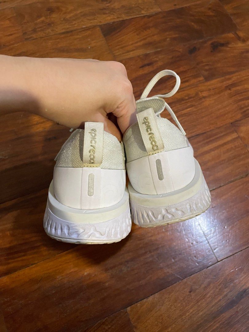 Nike Epic React Flyknit Triple White Women s Fashion Footwear