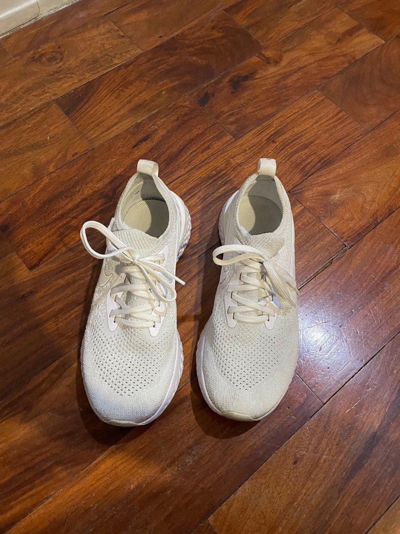 Nike Epic React Flyknit Triple White Women s Fashion Footwear