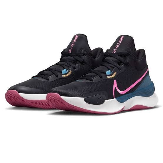 Pink and sales black basketball shoes