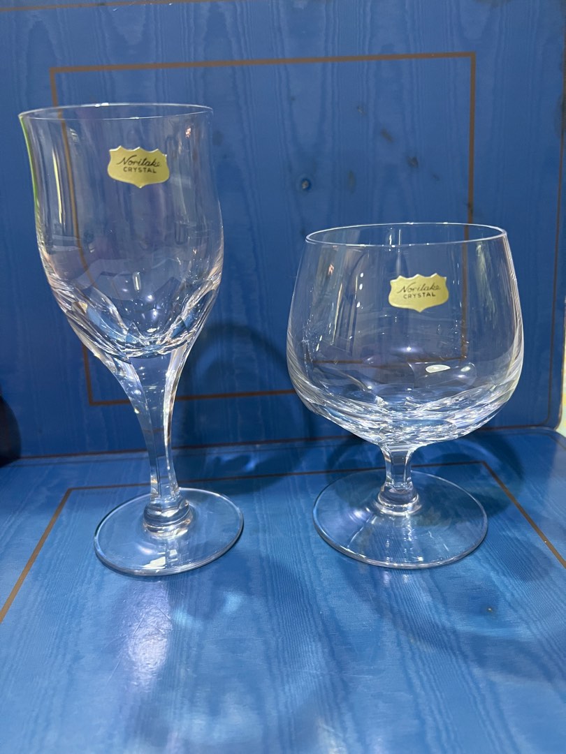 Noritake Crystals 5 wine glasses and 2 brandy glasses, Furniture & Home