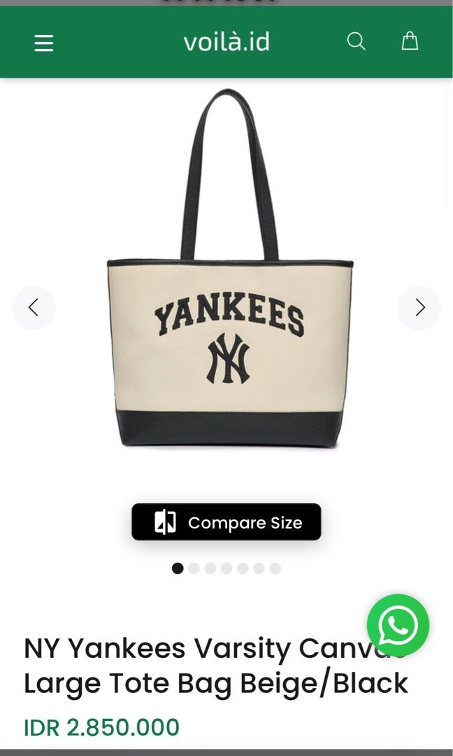 NY Yankees Varsity Bucket Bag Beige/Black