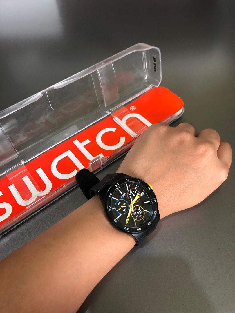 Swatch chrono black one best sale