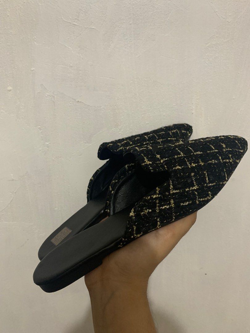 plaid pattern mules Women s Fashion Footwear Flats Sandals on