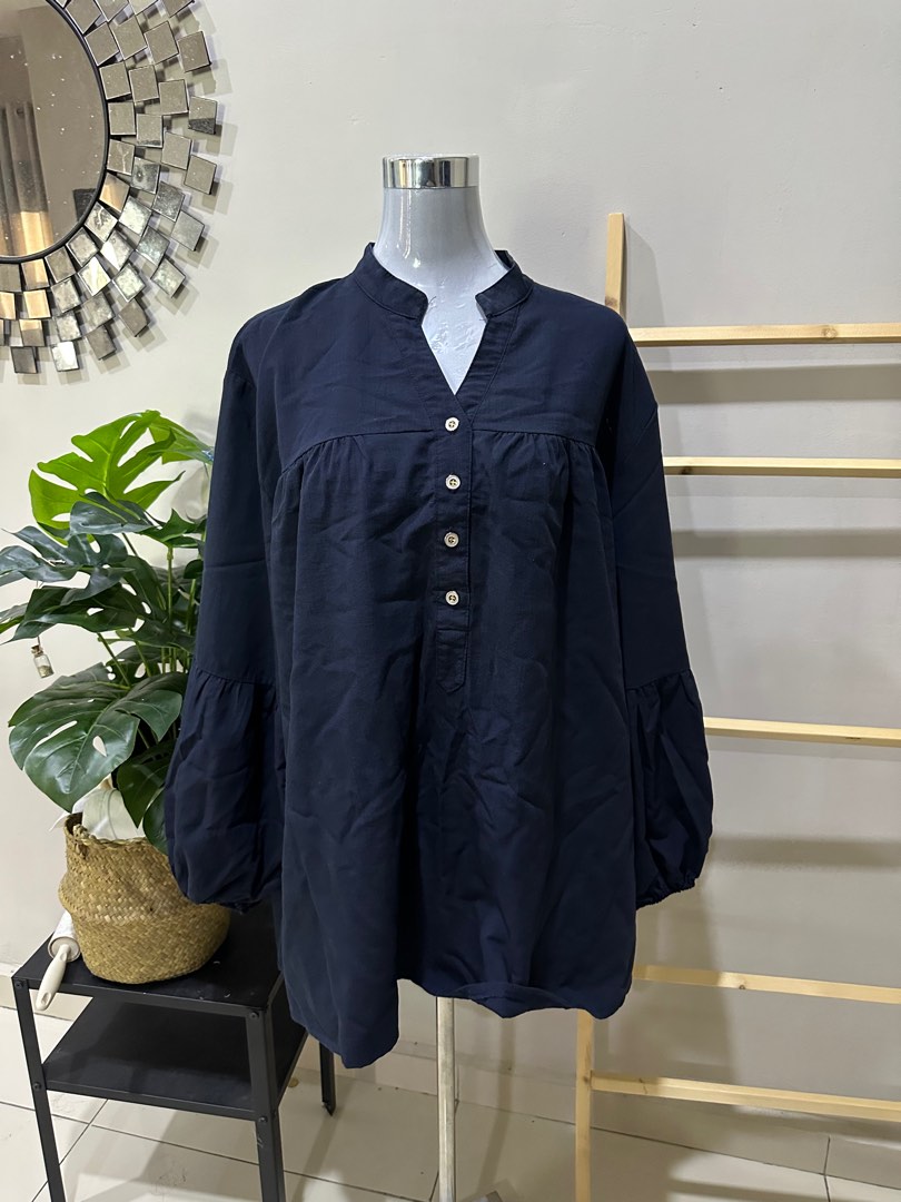 Plus size navy blue blouse hot sale
