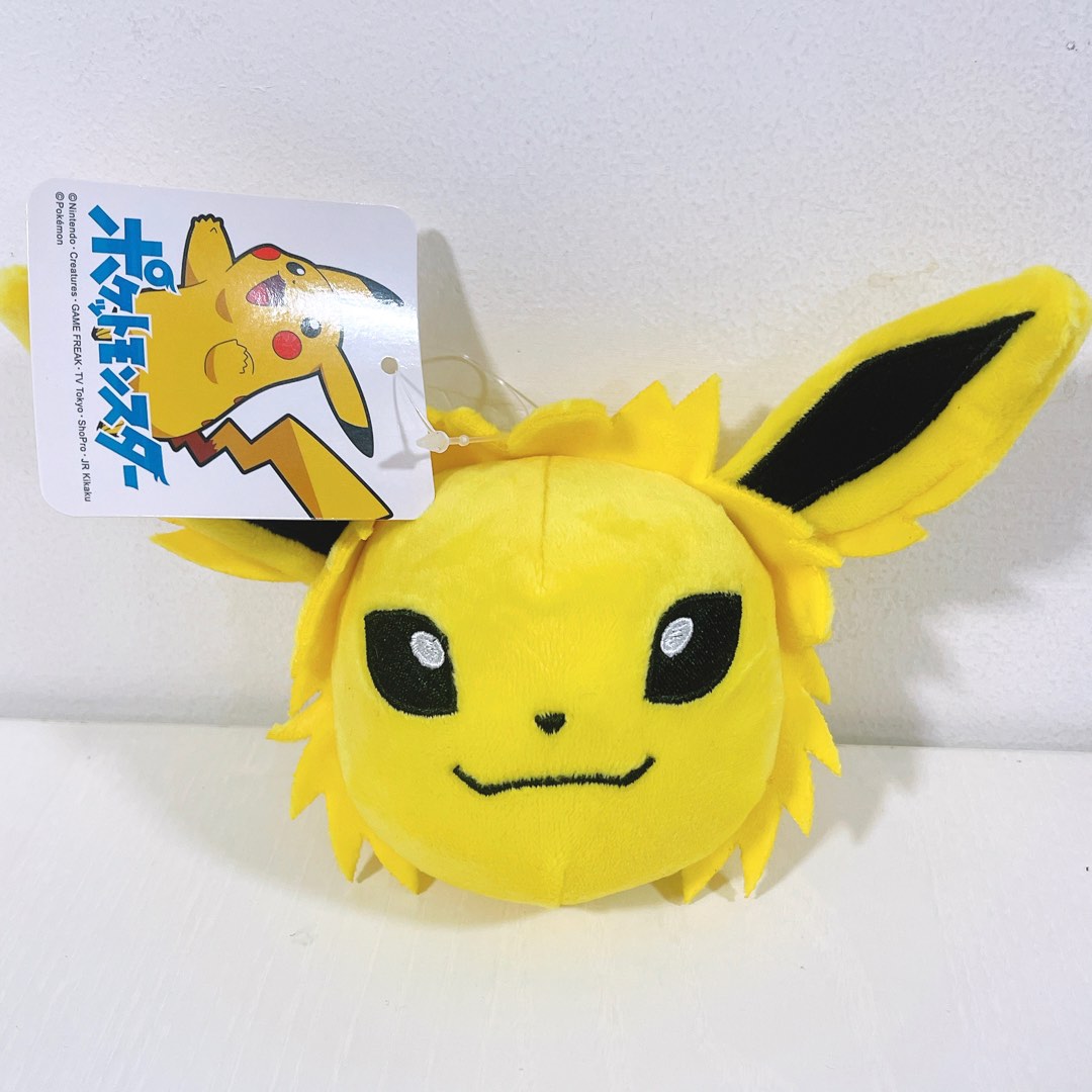 Pokemon Jolteon Mini Head Plush Coin Pouch with Keychain Soft
